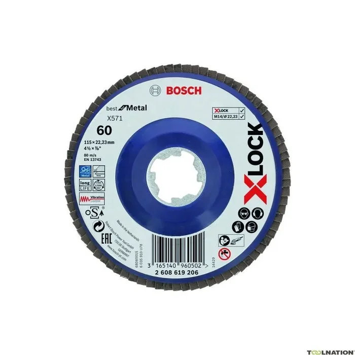 Bosch Bleu Accessoires 2608619206 Disque à lamelles X-LOCK Best for Metal droit 115 mm K60