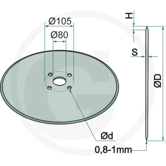 Kouterschijf glad, Ø: 625 x 6 mm – buiten-Ø: 625 mm