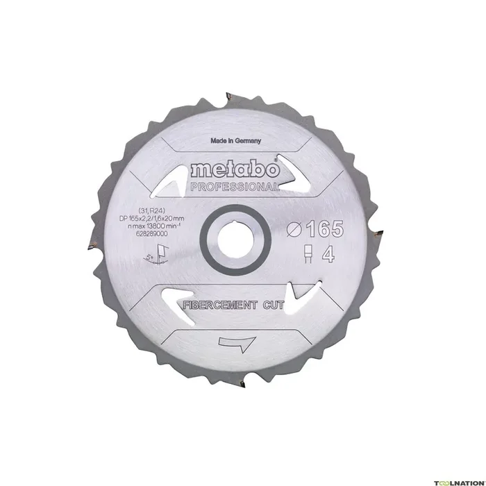 Metabo Accessoires 628289000 Lame de scie Fibercement Cut Professional 165 x 20 Z4 DFZ 5°