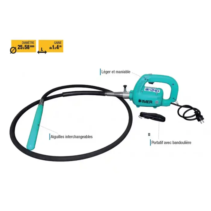 Vibreur à béton EVPI58/4 D58mm flexible 4m Imer